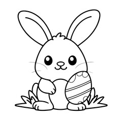 Vector illustration of a cute Easter doodle for kids colouring page