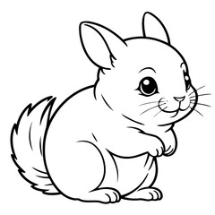 Vector illustration of a cute Chinchilla drawing for kids page