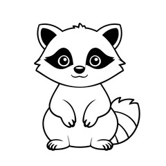 Simple vector illustration of Raccoon doodle for toddlers worksheet