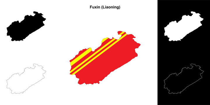 Fuxin blank outline map set