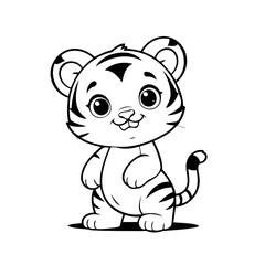 Cute vector illustration Tiger for kids coloring activity page