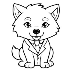 Simple vector illustration of Wolf hand drawn for kids page