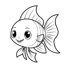 Vector illustration of a cute Swordtail drawing for toddlers coloring activity