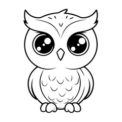 Simple vector illustration of Owl for kids colouring worksheet