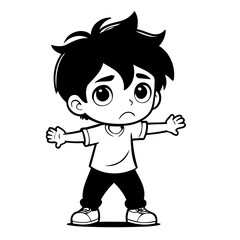 Simple vector illustration of Boy hand drawn for kids page
