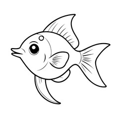 Vector illustration of a cute Swordtail doodle for kids coloring worksheet