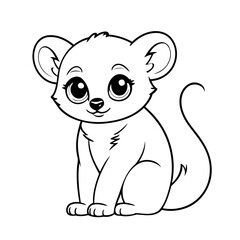 Cute vector illustration Lemur drawing for kids colouring activity