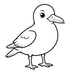 Vector illustration of a cute Seagull drawing for kids colouring activity