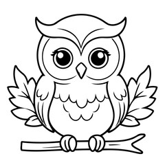 Cute vector illustration Owl drawing for toddlers book
