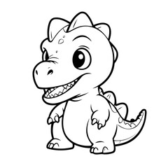 Cute vector illustration Dino for kids colouring page