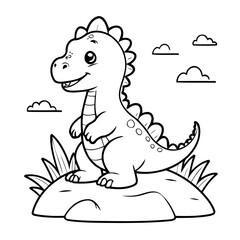 Cute vector illustration Dino colouring page for kids