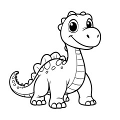 Cute vector illustration Diplodocus doodle black and white for kids page