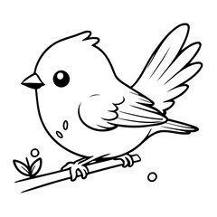 Vector illustration of a cute Sparrow doodle colouring activity for kids