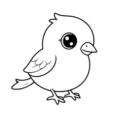 Simple vector illustration of Bird for kids coloring page