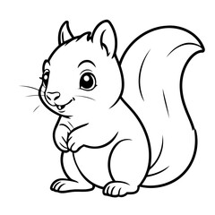 Simple vector illustration of Squirrel drawing colouring activity