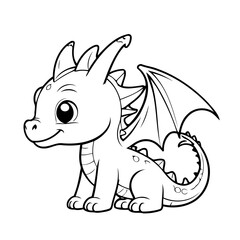 Cute vector illustration Dragon doodle for kids colouring page