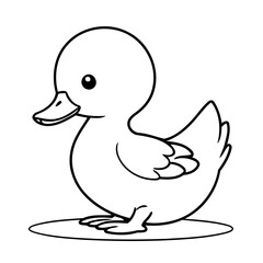 Simple vector illustration of Duck drawing for toddlers coloring activity