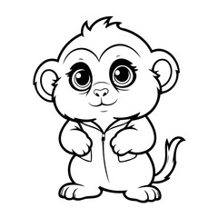 Cute vector illustration Marmoset hand drawn for kids page