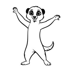 Cute vector illustration Meerkat drawing for kids colouring activity