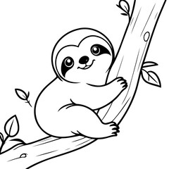 Vector illustration of a cute Sloth doodle colouring activity for kids