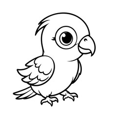 Simple vector illustration of Parrot hand drawn for kids coloring page