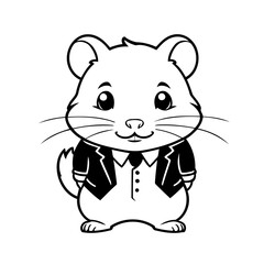 Simple vector illustration of Hamster hand drawn for kids coloring page