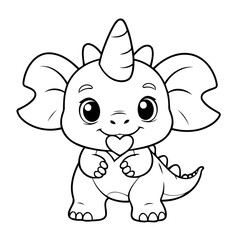 Cute vector illustration Triceratops for kids coloring activity page