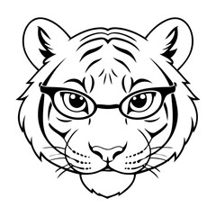 Simple vector illustration of Tiger drawing for toddlers book