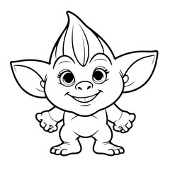 Simple vector illustration of Troll hand drawn for kids coloring page