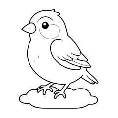 Simple vector illustration of Finch drawing for kids colouring page