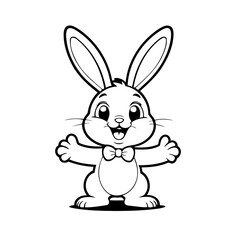 Cute vector illustration Bunny colouring page for kids