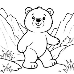Cute vector illustration Bear doodle black and white for kids page