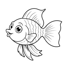Simple vector illustration of Guppy drawing for kids colouring activity