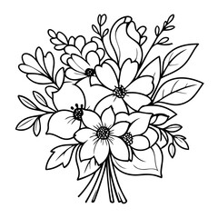 Vector illustration of a cute Bouquet doodle for toddlers colouring page