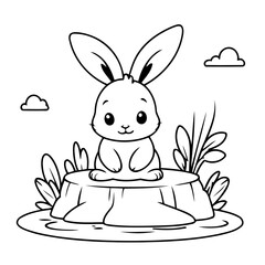 Vector illustration of a cute Bunny drawing for toddlers book