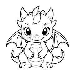 Cute vector illustration Dragon hand drawn for toddlers
