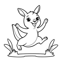 Simple vector illustration of Kangaroo for toddlers colouring page