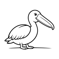 Cute vector illustration Pelican drawing for kids colouring activity