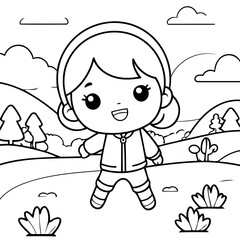 Simple vector illustration of Landscape doodle for toddlers worksheet