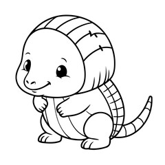 Cute vector illustration Armadillo drawing for colouring page