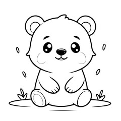 Naklejka premium Cute vector illustration Bear hand drawn for kids page