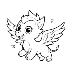 Cute vector illustration Griffin doodle for toddlers worksheet