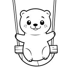 Vector illustration of a cute Otter drawing for toddlers book