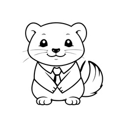 Simple vector illustration of Ferret for toddlers colouring page