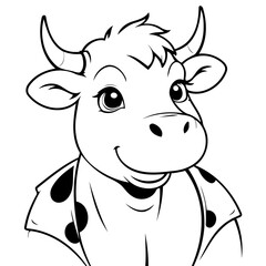 Simple vector illustration of Cow colouring page for kids