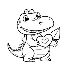 Vector illustration of a cute Crocodile doodle for toddlers colouring page