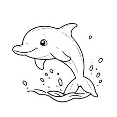 Cute vector illustration Dolphin doodle colouring activity for kids