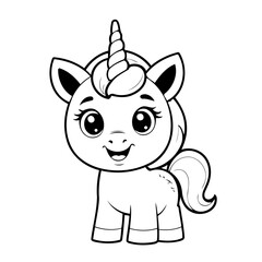 Cute vector illustration Unicorn hand drawn for kids coloring page