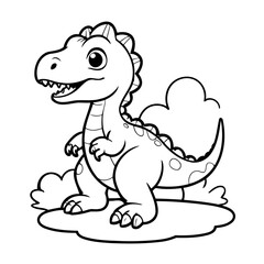 Vector illustration of a cute Velociraptor doodle for children worksheet