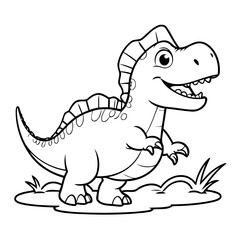 Cute vector illustration Spinosaurus doodle for toddlers colouring page